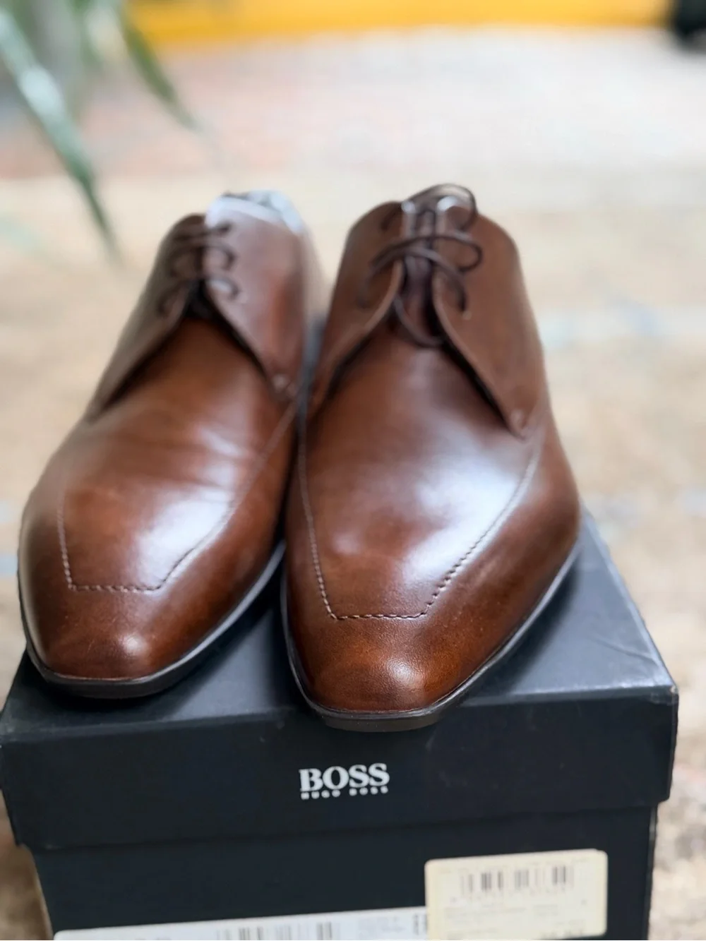 Hugo Boss Brown Leather Derby Shoes